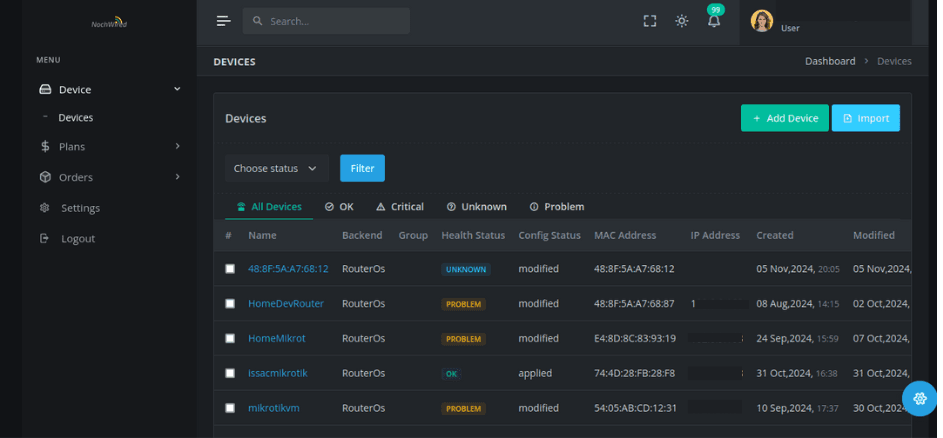 Image of Devices page
